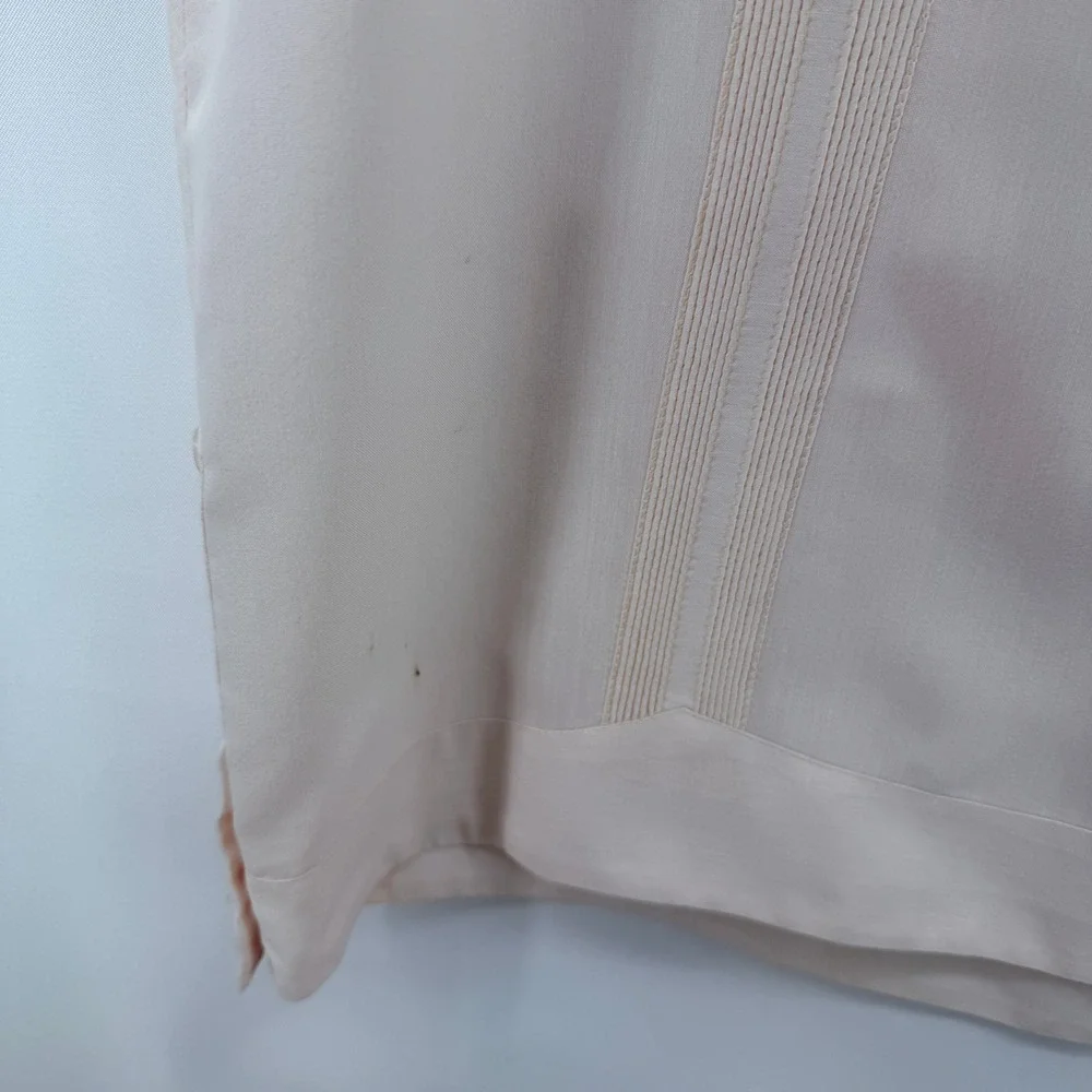Ravgo Guayabera Shirt Mens Large Pink Poly Cotton Short Sleeve 4 Pocket Coastal